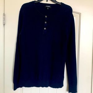 Medium Express Dark Blue Soft Long Sleeve T-Shirt